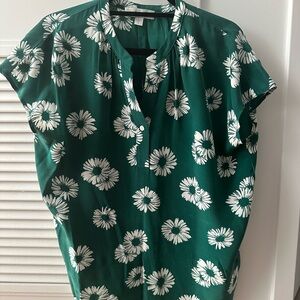 Silk Green Floral Women's Top